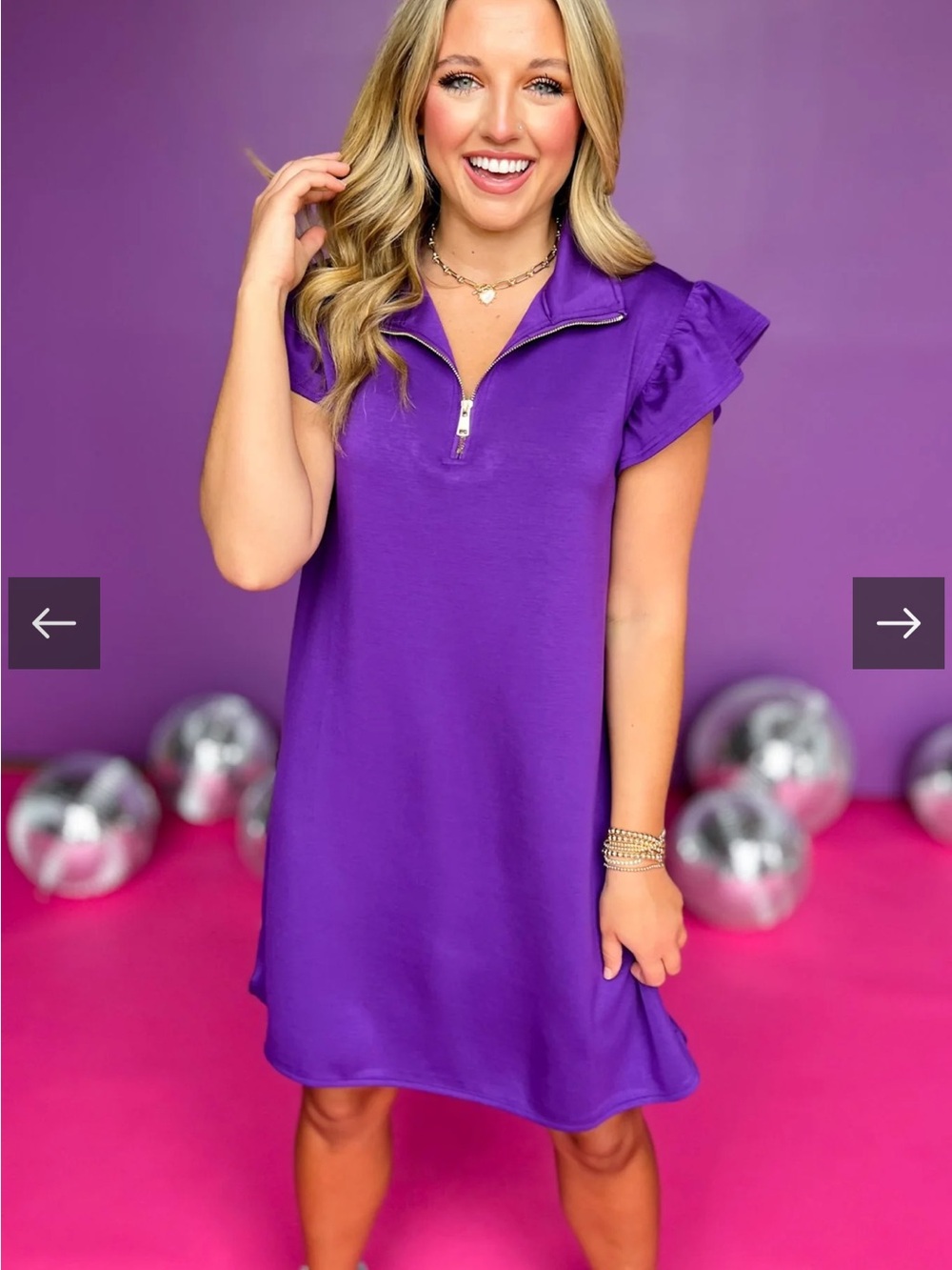SYSS Purple Ruffle Sleeve Polo air Dress